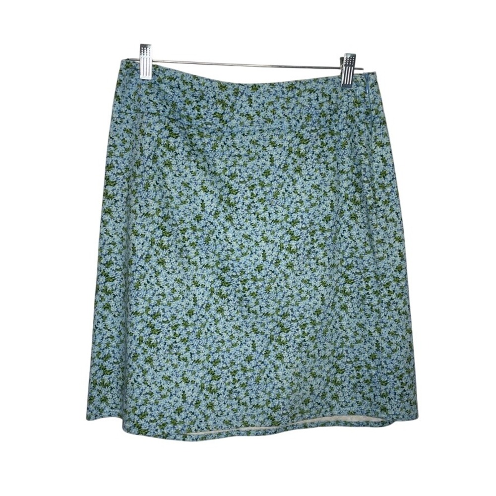 Chaus Floral Mini Skirt Womens 6 Blue Ditsy Print Cotton Blend A-Line Casual
